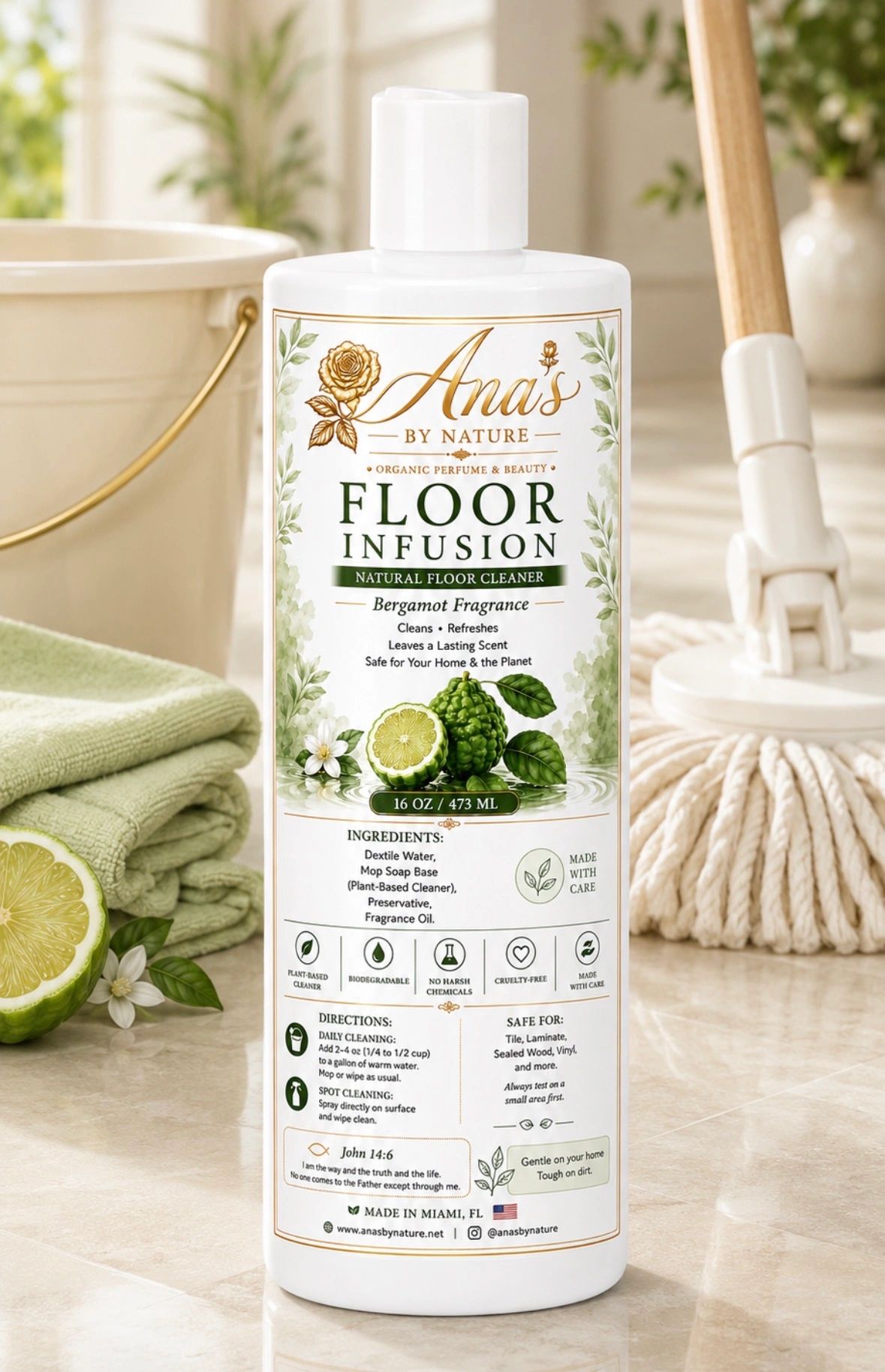 Ana's by Nature Floor Infusion plant-based floor cleaner bottle